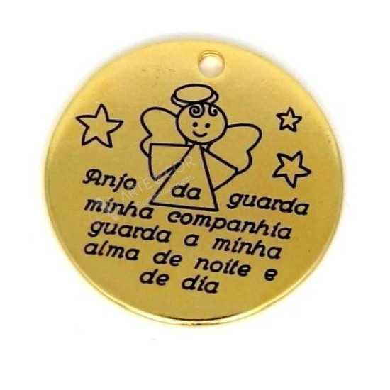 Medalha Zamak 33mm Anjinho c/ Oração