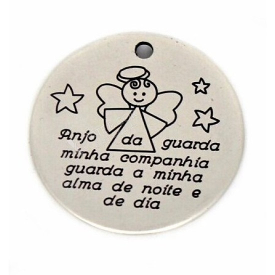 Medalha Zamak 33mm Anjinho c/ Oração